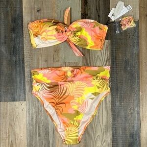 Sanctuary Orange Yellow Bikini Vibrant Tropical Print